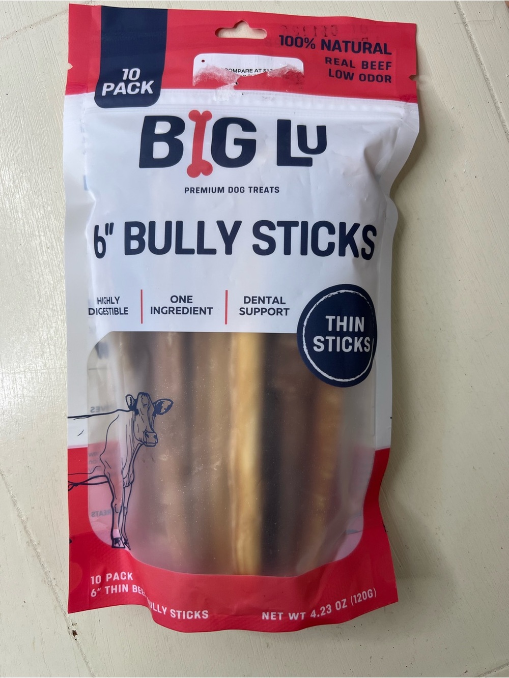 Brand New-Big Lu 6" THIN BULLY STICKS